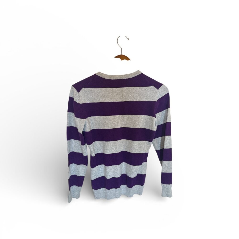 U.S. Polo Assn. Sport Sweater Women’s Medium Purple Gray Rugby Stripe Preppy - Picture 4 of 10